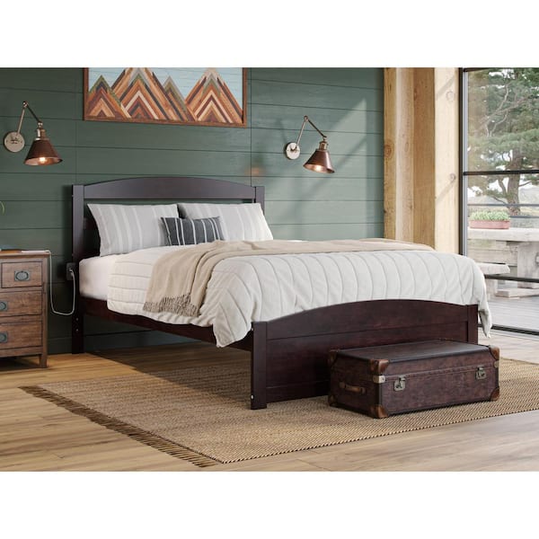 AFI Warren, Solid Wood Platform Bed with Footboard, Full, Espresso