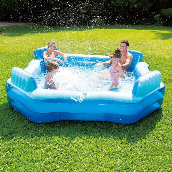 Summer Waves 8.75 ft. x 26 in. Inflatable 4 Person Deluxe Swimming Pool,  Square KB0706000 - The Home Depot