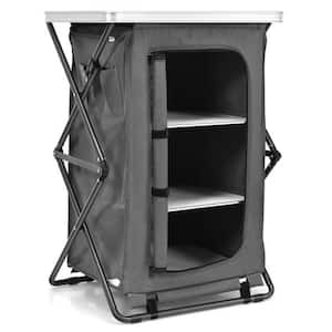 Folding Camping Storage Cabinet with 3 Shelves and Carry Bag, Easy to Store and Transport for Anywhere You Need