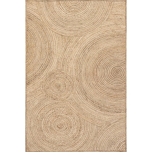 nuLOOM Hadassha Natural 4 ft. x 6 ft. Geometric Swirls Jute Area Rug