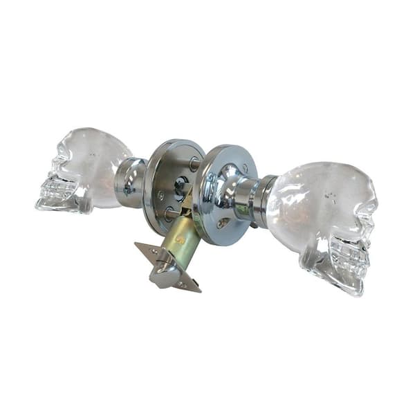 Krystal Touch of NY Skull Crystal Chrome Privacy Bed/Bath Door Knob with LED Mixing Lighting Touch Activated