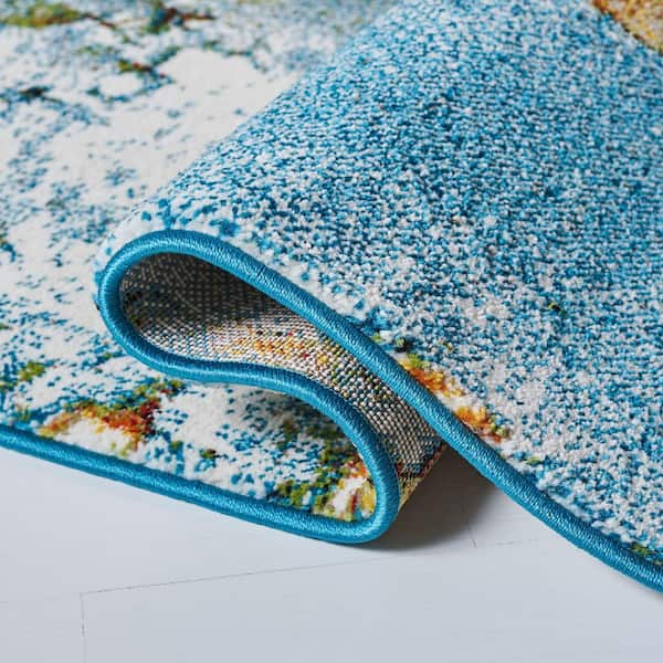 Glacier 11 ft. x 15 ft. Blue/Gold Abstract Geometric Area Rug