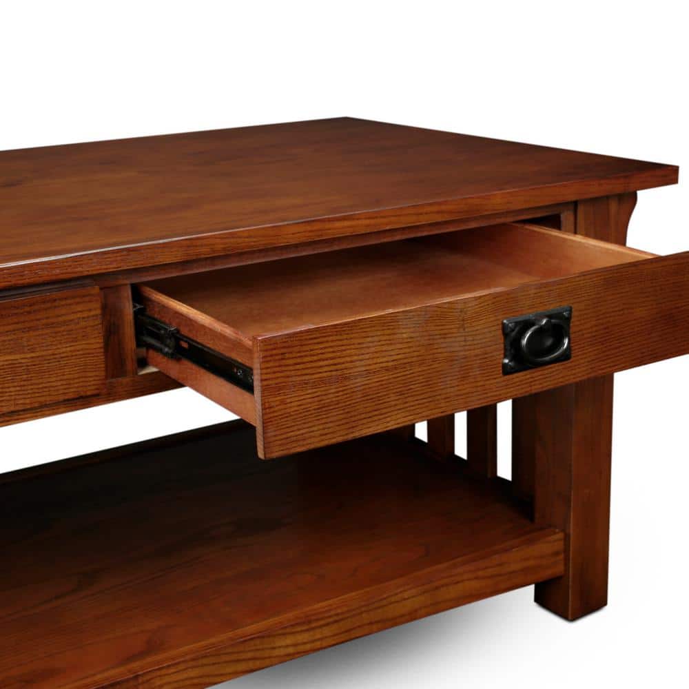 Mission Solid Oak Rectangular Coffee Table with Storage - Medium Oak