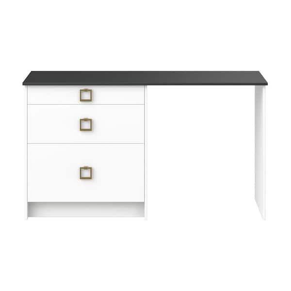 J COLLECTION Timberline 61 in. W x 24 in. D x 34.5 in. H Assembled Slab Simple DeskBase Bundle in Bright White