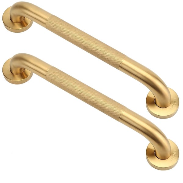 2 Pack 16 Inch Gold Bathroom Grab Bar, Stainless Steel Anti Slip Shower Grab Bars, Handicap Shower Grab Bar for Seniors