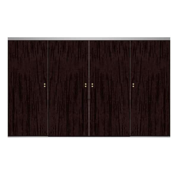 Impact Plus 144 in. x 80 in. Smooth Flush Espresso Solid Core MDF Interior Closet Sliding Door with Chrome Trim