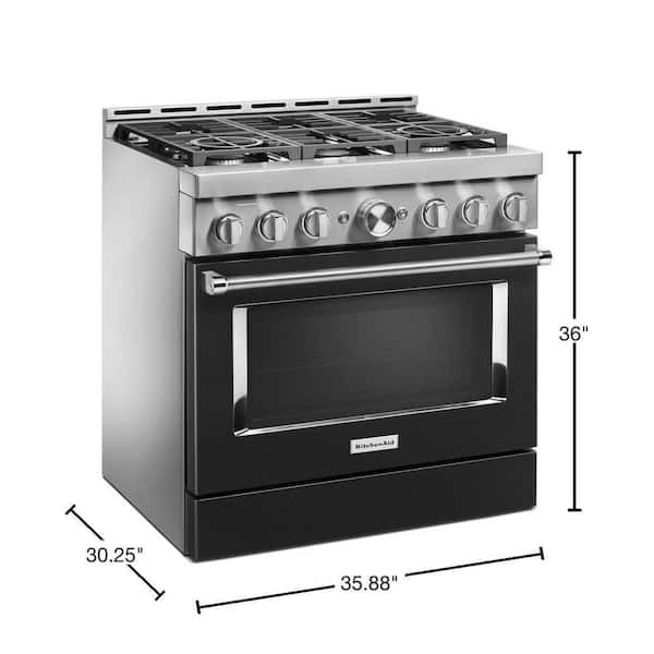 36 in. 5.1 cu. ft. Smart Commercial-Style Gas Range with Self-Cleaning and True Convection in Imperial Black