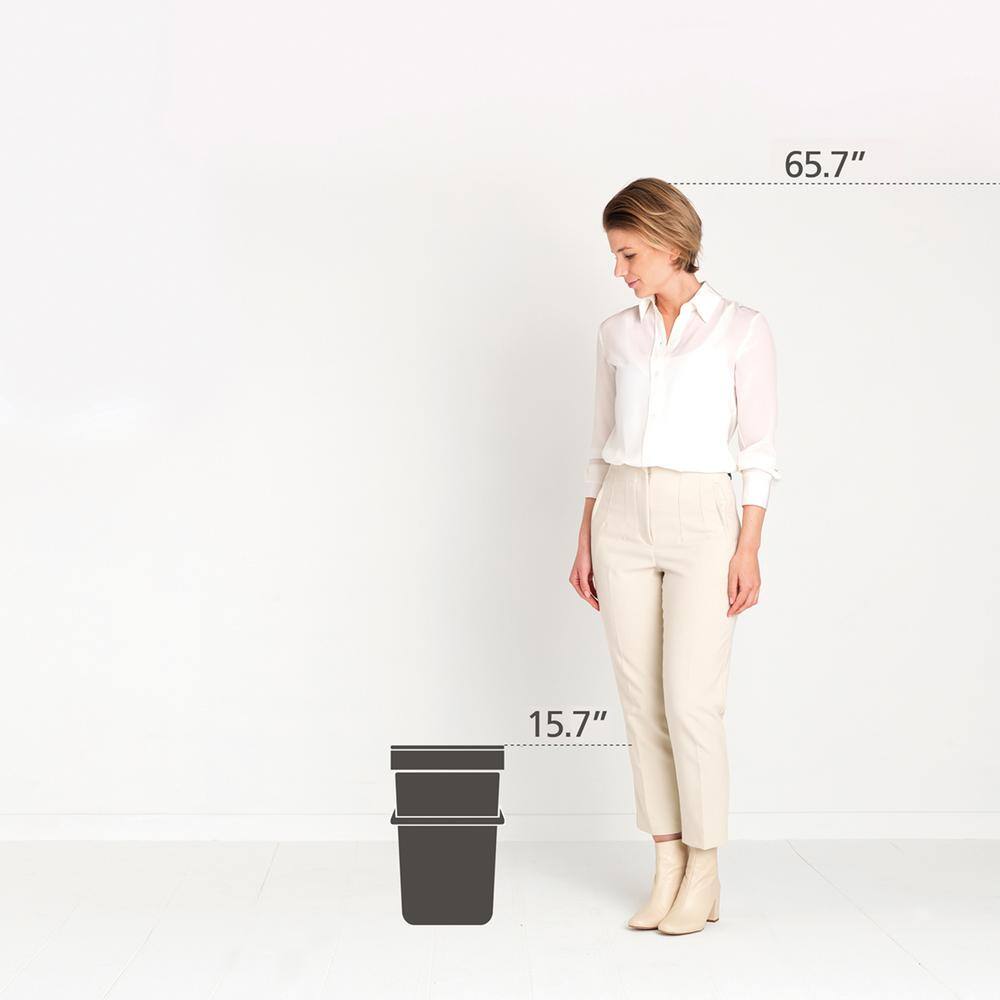 Gray Plastic Rectangular Office Recycling Bin with Lid, 6.6 Gallon