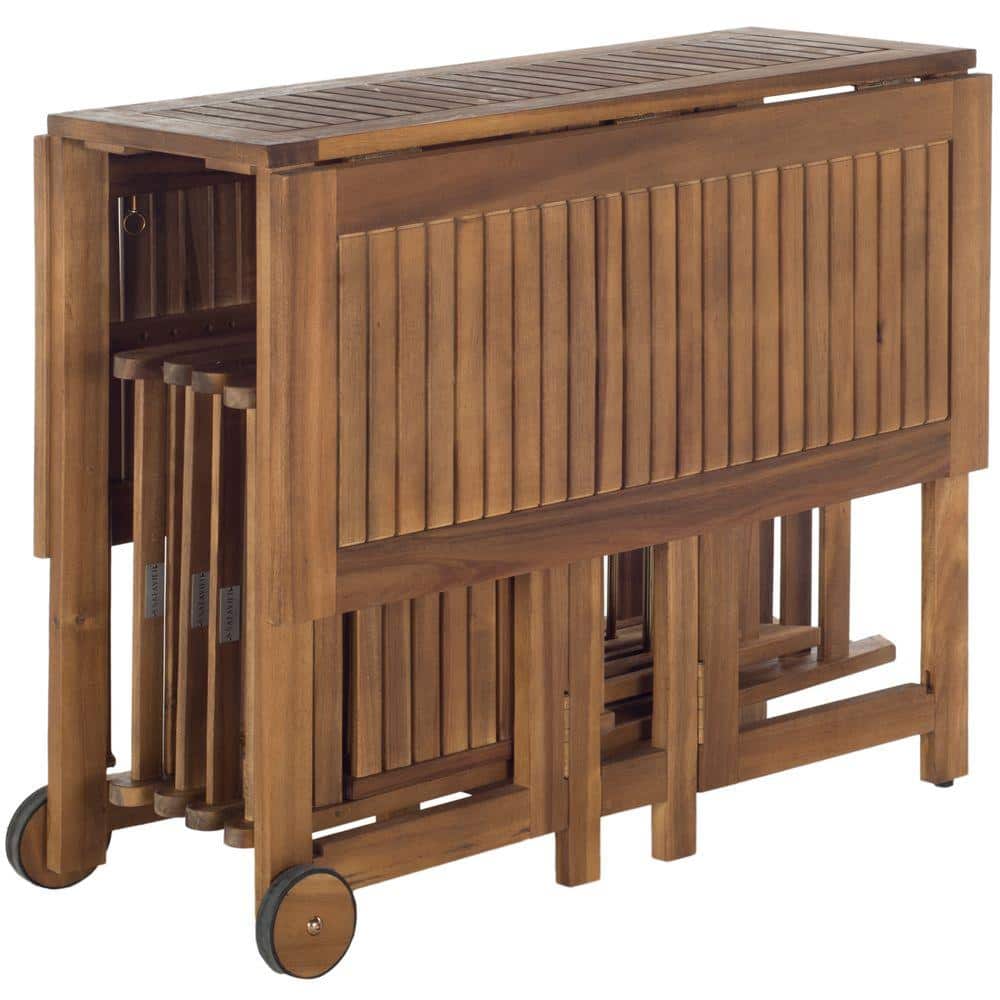 Natural Acacia Wood Foldable 5-Piece Outdoor Dining Set