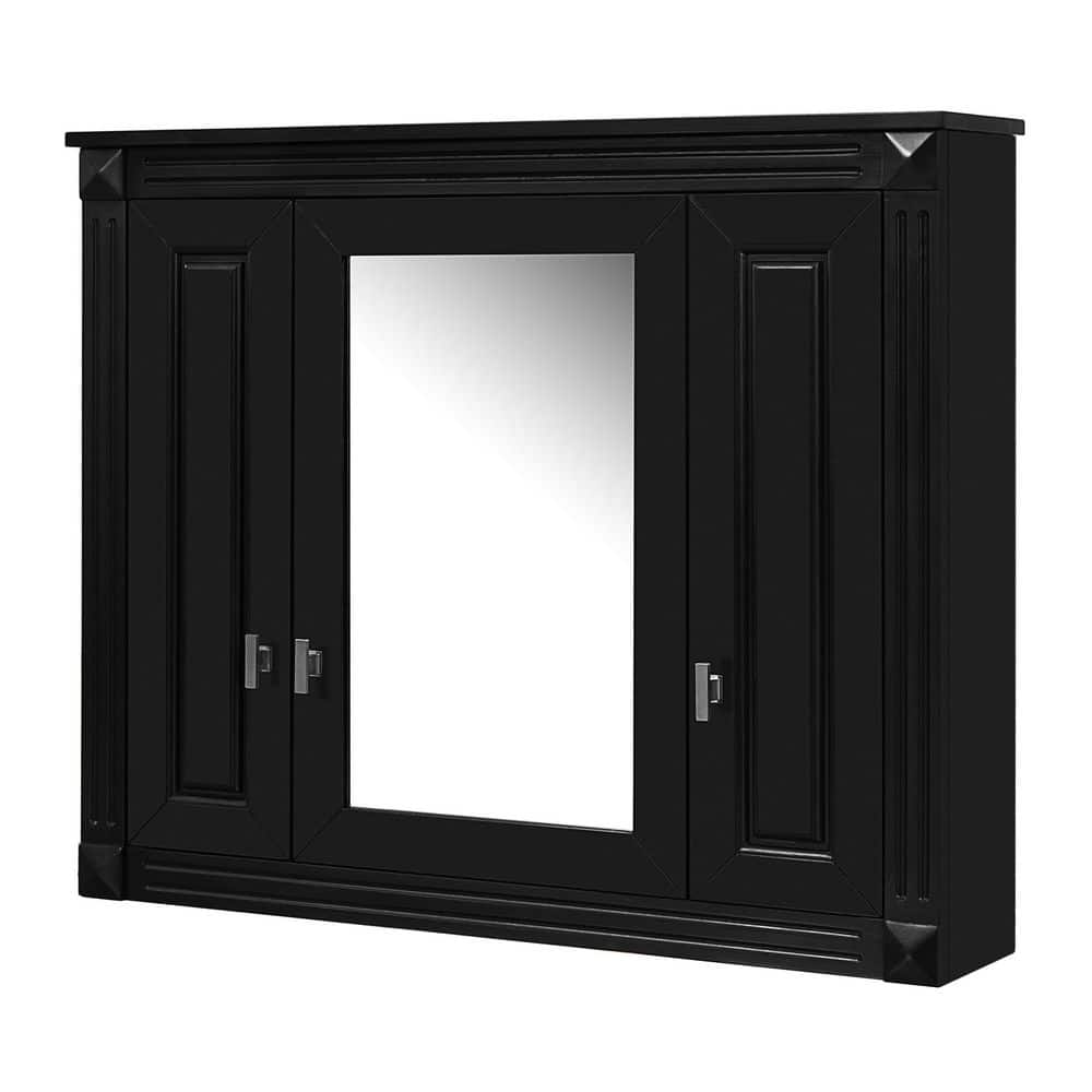 Classic 7.13 in. W x 35 in. D x 28.74 in. H Bathroom Storage Wall Cabinet in Black with Mirror price history on PriceWatchPro
