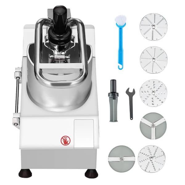 Food Processor and Vegetable Chopper, 0-Cup, Single Speed, Silver Food Processor, 2-Feeding Holes, Stainless Steel