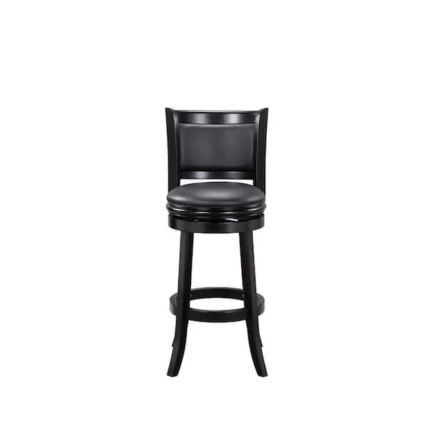 Augusta 29 in. Black Wood Swivel Cushioned Bar Stool