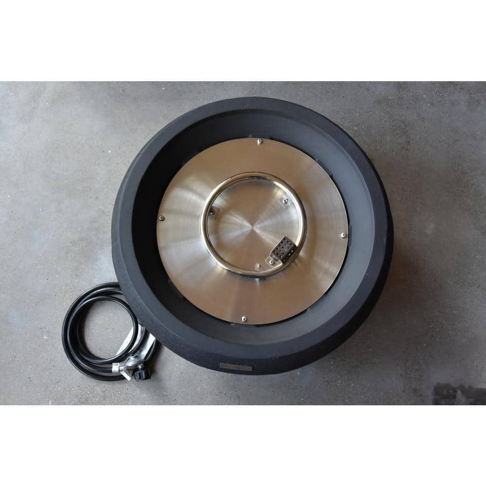 York Black Concrete Natural Gas Fire Pit Table