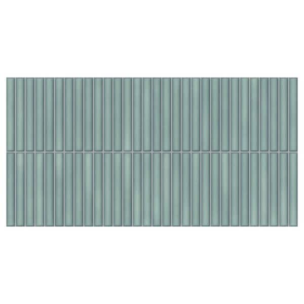 Spanish Lingot 12 in. x 24 in. x 9mm 3D Glazed Fluted Porcelain Wall Tile Case-Aqua (5 Piece, 10.76 Sq. Ft. / Case)