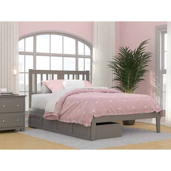 AFI Tahoe Grey Full Solid Wood Storage Platform Bed with USB Turbo Charger and 2 Drawers