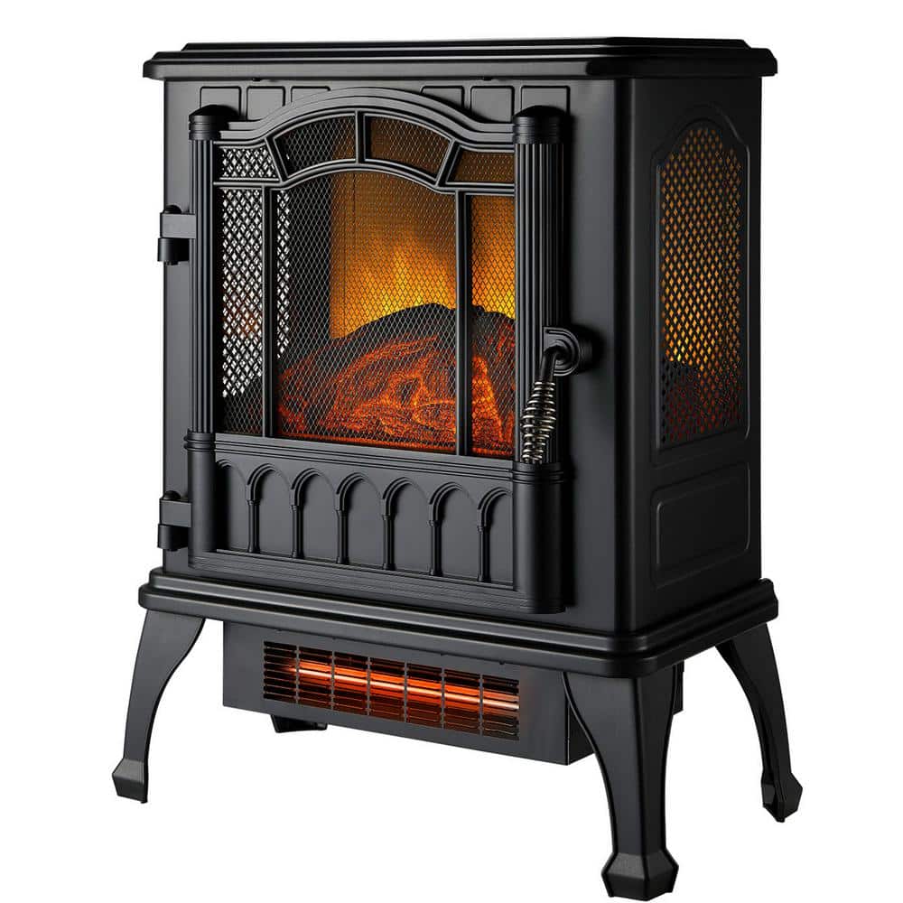 17.7 in. Freestanding Electric Fireplace Stove with Infrared Quartz Heater,