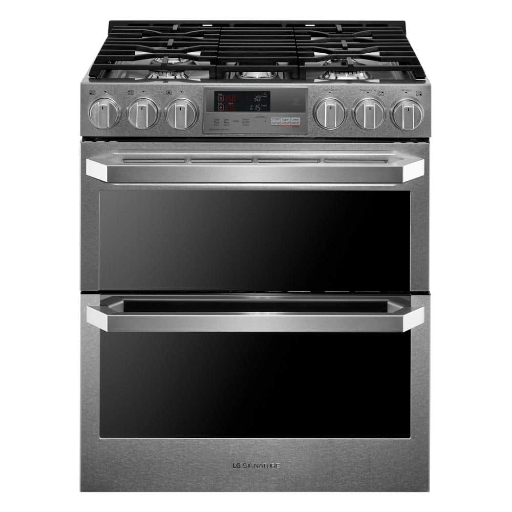 LG SIGNATURE 7.3 cu. ft. SMART Slide-In Double Oven Dual-Fuel Range in Stainless Steel with ProBake Convection