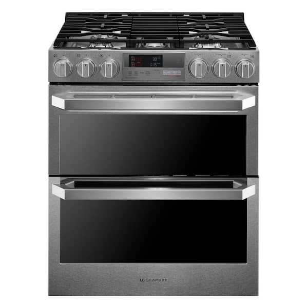 LG SIGNATURE 7.3 cu. ft. SMART Slide-In Double Oven Dual-Fuel Range in Stainless Steel with ProBake Convection