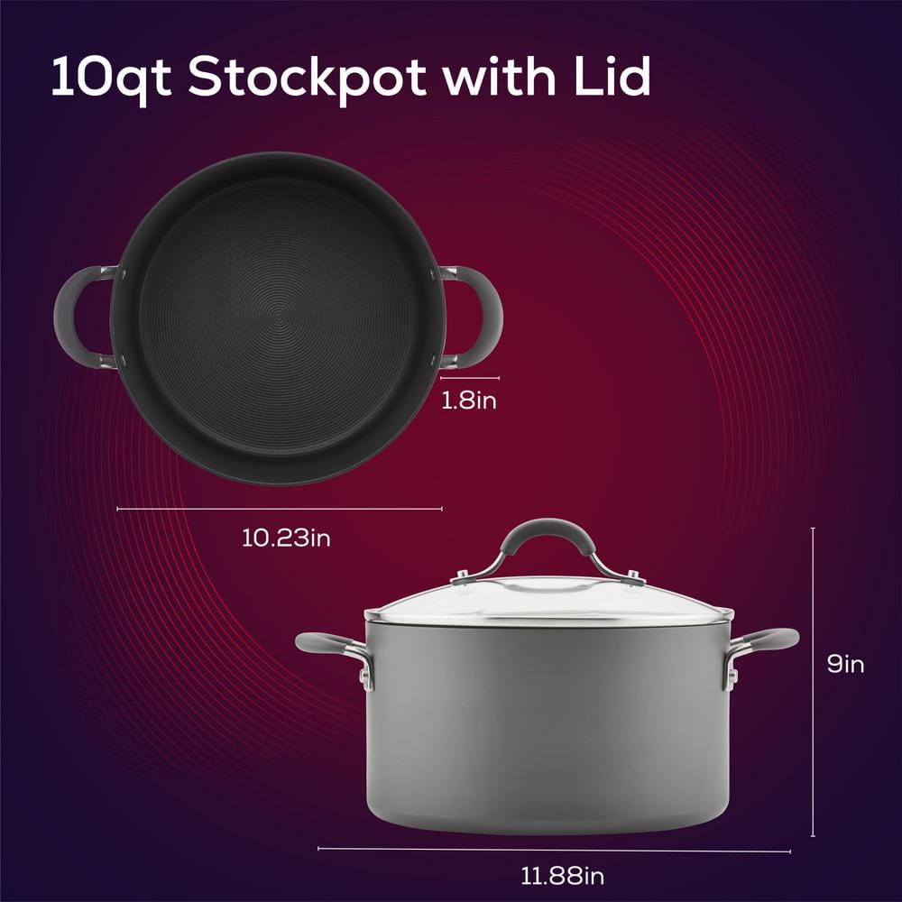 Circulon Radiance 10-Quart Gray Hard-Anodized Aluminum Stockpot