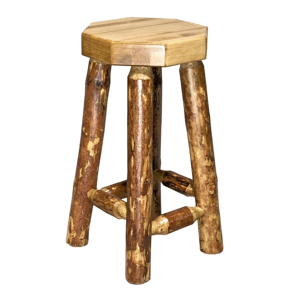 Rustic Glacier Country 30" Brown Wood Backless Barstool
