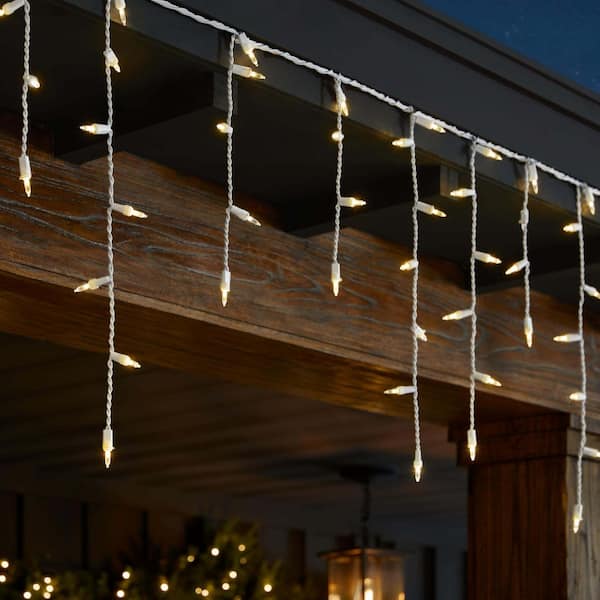 200 Count Warm White Steady Lit Super-Bright Mini LED Icicle Lights