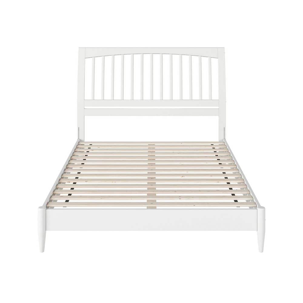 Orleans White Solid Wood Queen Sleigh Platform Bed with Slatted Headboard