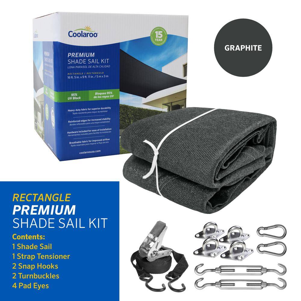 Graphite Rectangle Outdoor Sun Shade Sail with Hardware Kit