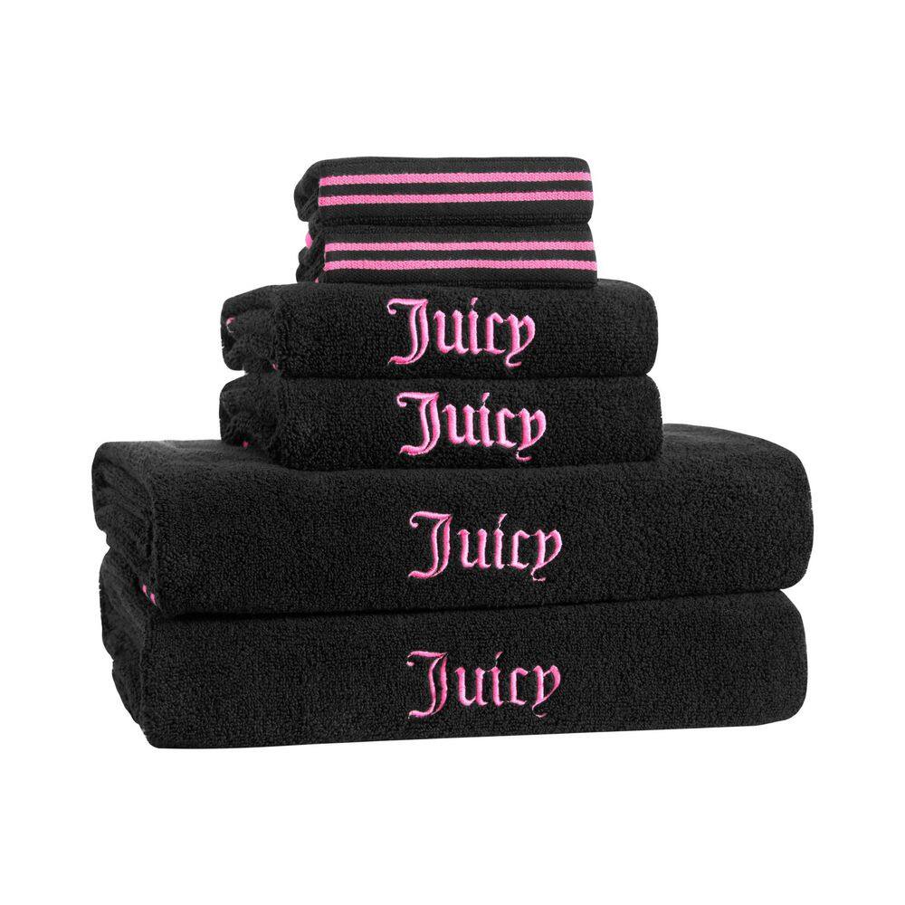Neon Border 6-Piece Cotton Bath Towel Set in Black/Hot Pink price history on PriceWatchPro