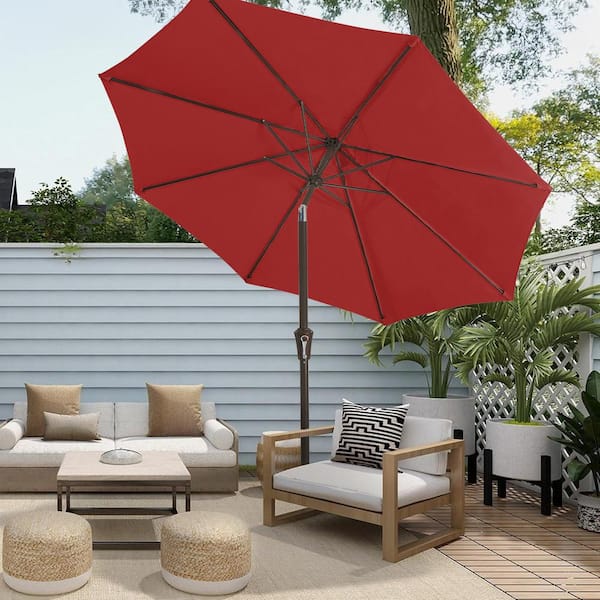 10 ft. Market Patio Umbrella with Push Button Tilt and Crank in Red