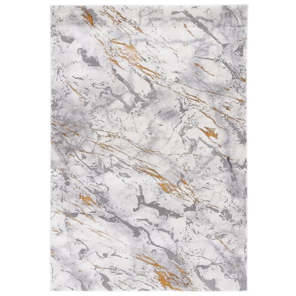 Craft Gray/Yellow 8 ft. x 10 ft. Abstract Marble Area Rug