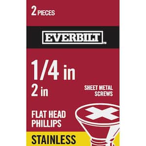 #14 x 2 in. Phillips Flat Head Stainless Steel Sheet Metal Screw (2-Pack)