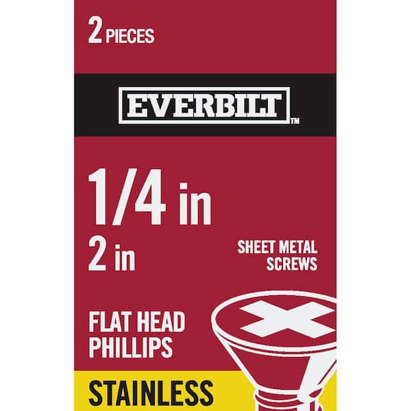 Everbilt #14 x 2 in. Stainless Steel Phillips Flat Head Sheet Metal Screw (2-Pack)