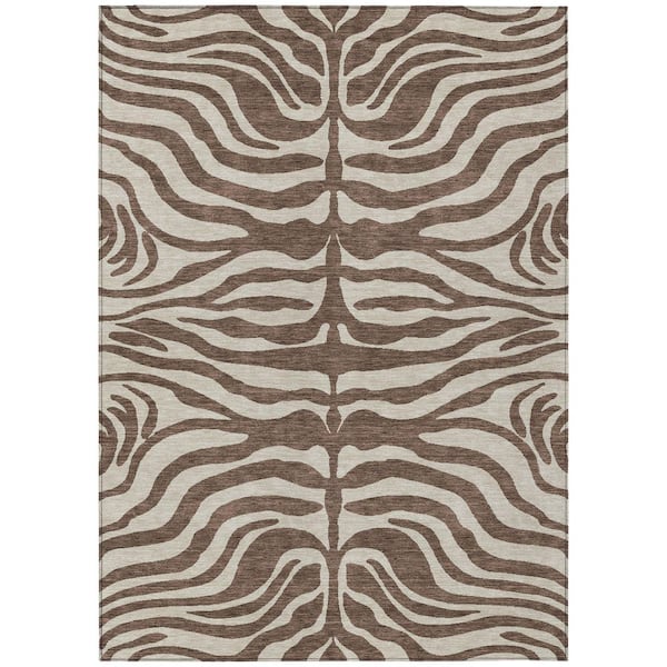 Chantille Machine Washable Indoor/Outdoor Abstract ACN1042 Brown 9 ft. x 12 ft. Area Rug