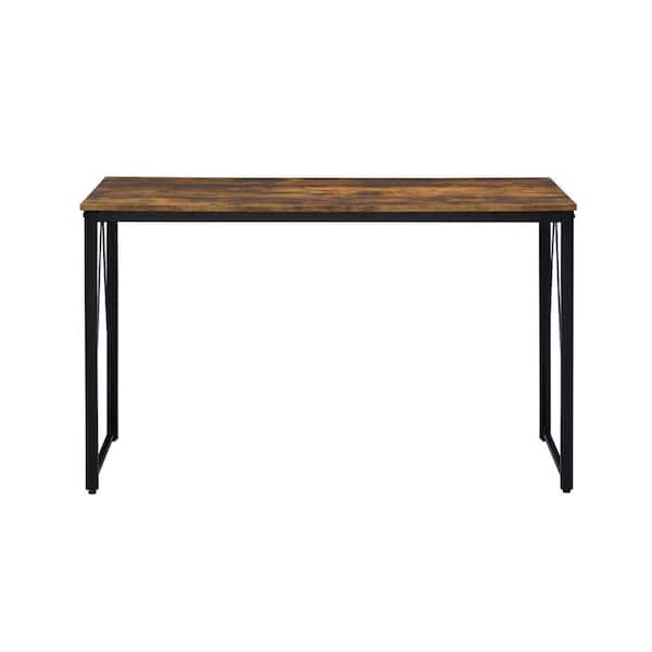 Venetian Worldwide Zaidin 47 in. Rectangular Metal Black and Weathered Oak Writing Desk