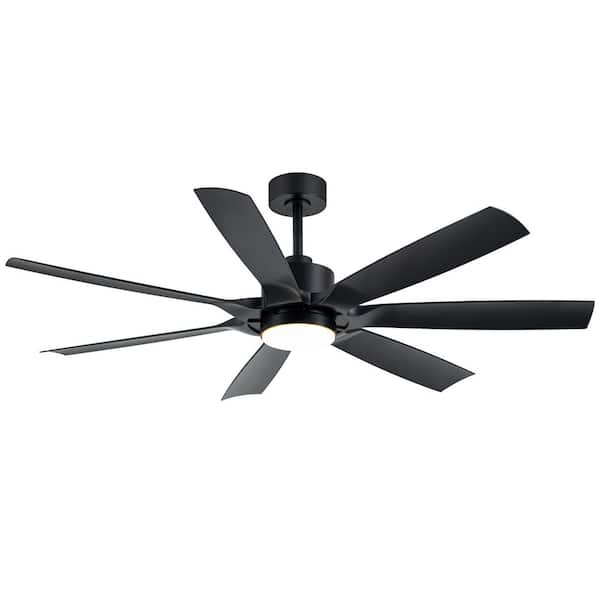 Arthur 60 in. Indoor Black Downrod Mount Ceiling Fan with Integrated LED Light and Remote Included