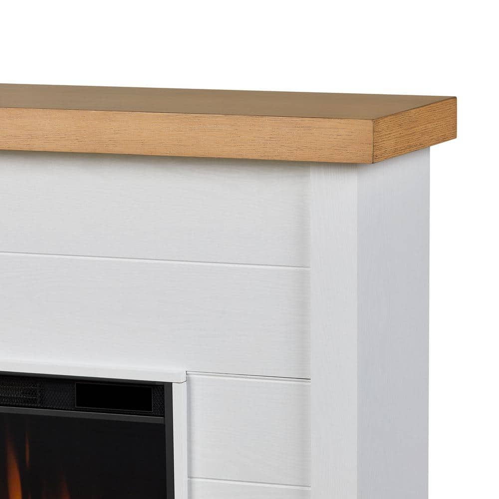 Marshall 49" White Veneered MDF Electric Fireplace with Mantel