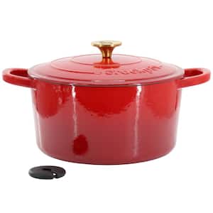 Artisan 6 qt. Round Enameled Cast Iron Dutch Oven with Lid in Red