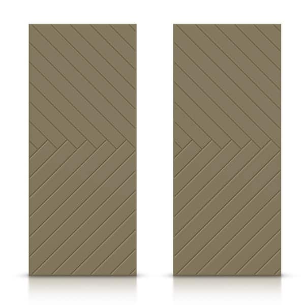 CALHOME 48 in. x 80 in. Hollow Core Olive Green Painted Composite MDF Interior Double Closet Sliding Doors
