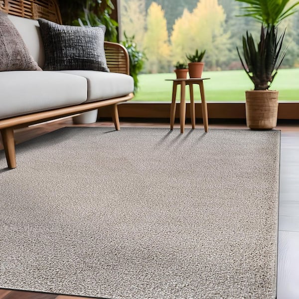 Silky 5 ft. x 7 ft. Gray Solid Plus Thick Pile Non Slip Easy Clean Non Shedding Modern Indoor Area Rug