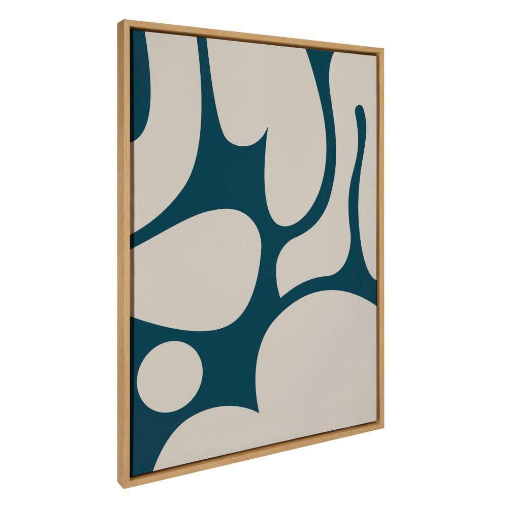 Natural Framed Abstract Canvas Wall Art in Dark Green and Tan, 28x38