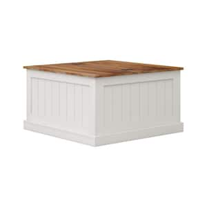 31.5 in. Kitchen Pantry Cabinet, Farmhouse Coffee Table with Hinged Lift Top, Large Hidden Storage Compartmen-White