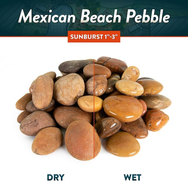 Mexican Beach Pebbles | Sunburst, 3 inch-6 inch, 2000 lbs, Size: 3 inch - 6 inch, Yellow