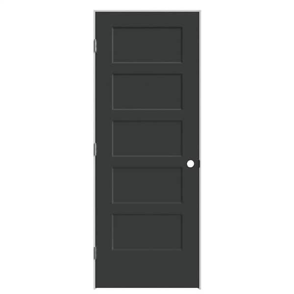 Masonite 30 in. x 80 in. 5-Panel Bayshore Right-Hand Hollow Jet Black Molded Composite Single Prehung Interior Door Flat Jamb