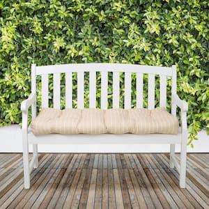 42 in. W Rectangular Outdoor Patio Bench Cushion in Soft Beige, Stripe