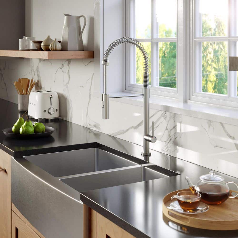 33'' Stainless Steel Farmhouse Double Bowl Kitchen Sink