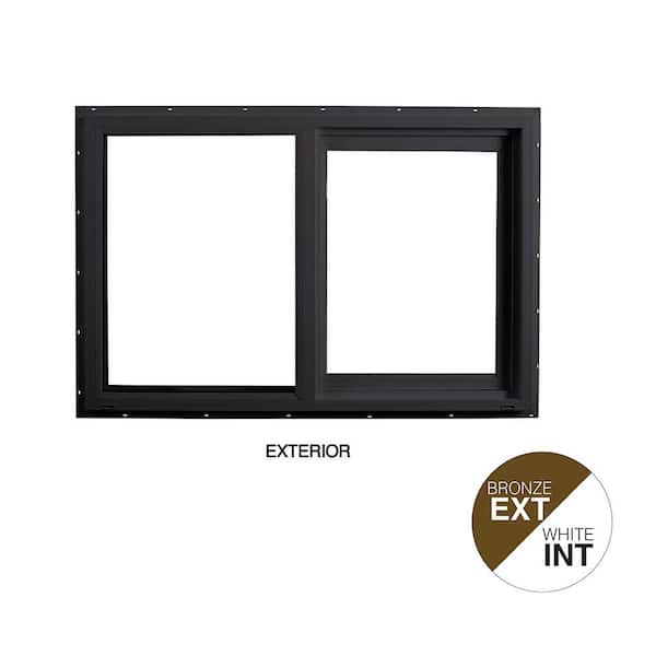 59.5 in. x 47.5 in. Select Series Left Hand Horizontal Sliding Vinyl Bronze Window with White Int, HPSC Glass and Screen