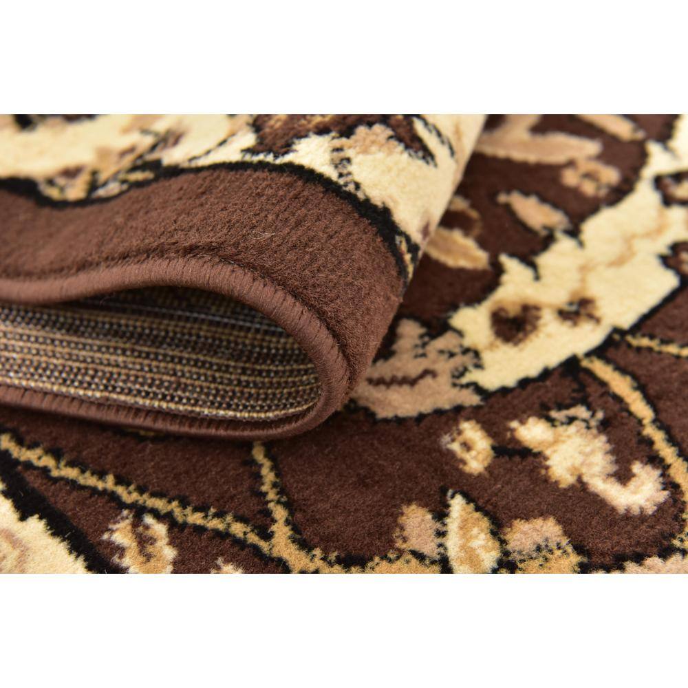 Elegant Espahan Brown Synthetic Rectangular Rug 5' x 8'