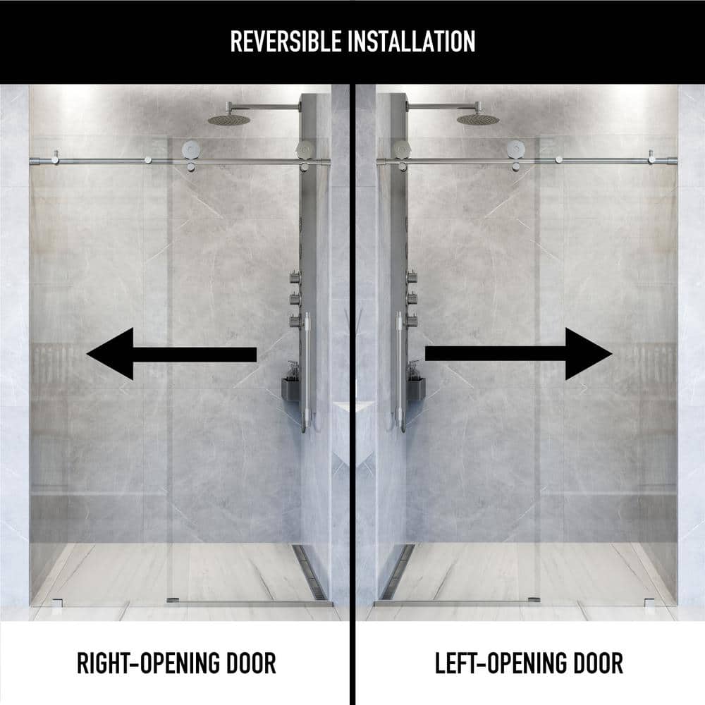 Elan Hart Frameless Sliding Shower Door with Clear Tempered Glass