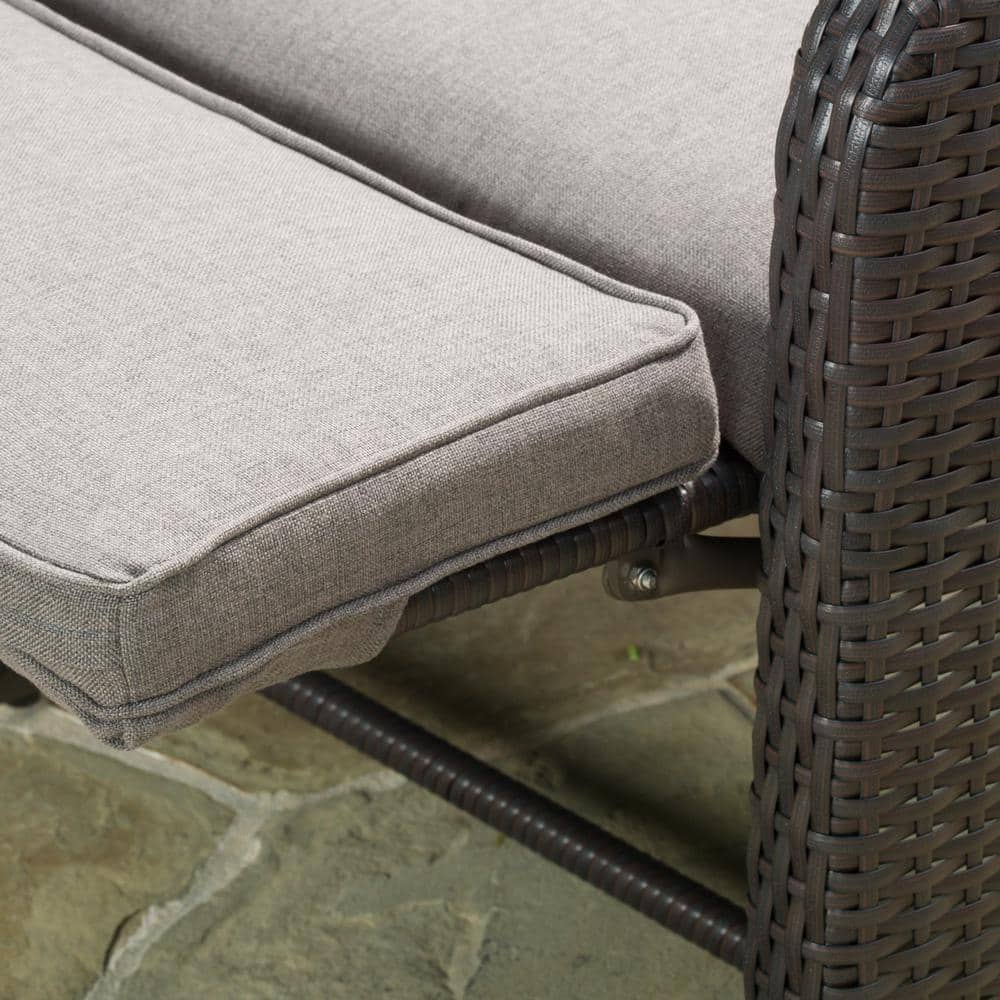 Grey Cushioned Aluminum Reclining Lounge Chair