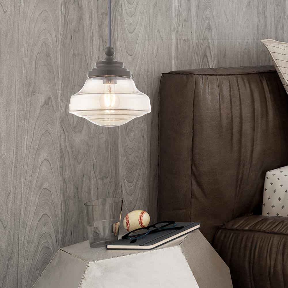English Bronze Mini Pendant with Champagne Glass Shade
